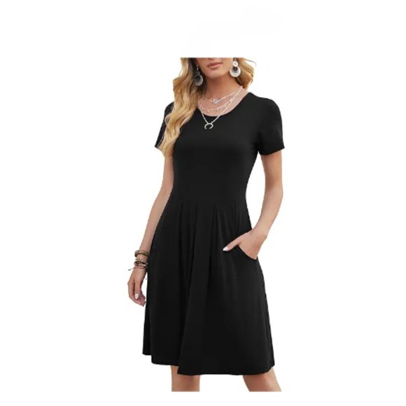 NWT DouBCQ Black T-Shirt Swing Flowy with Pockets Casual Dress Small - Picture 12 of 12